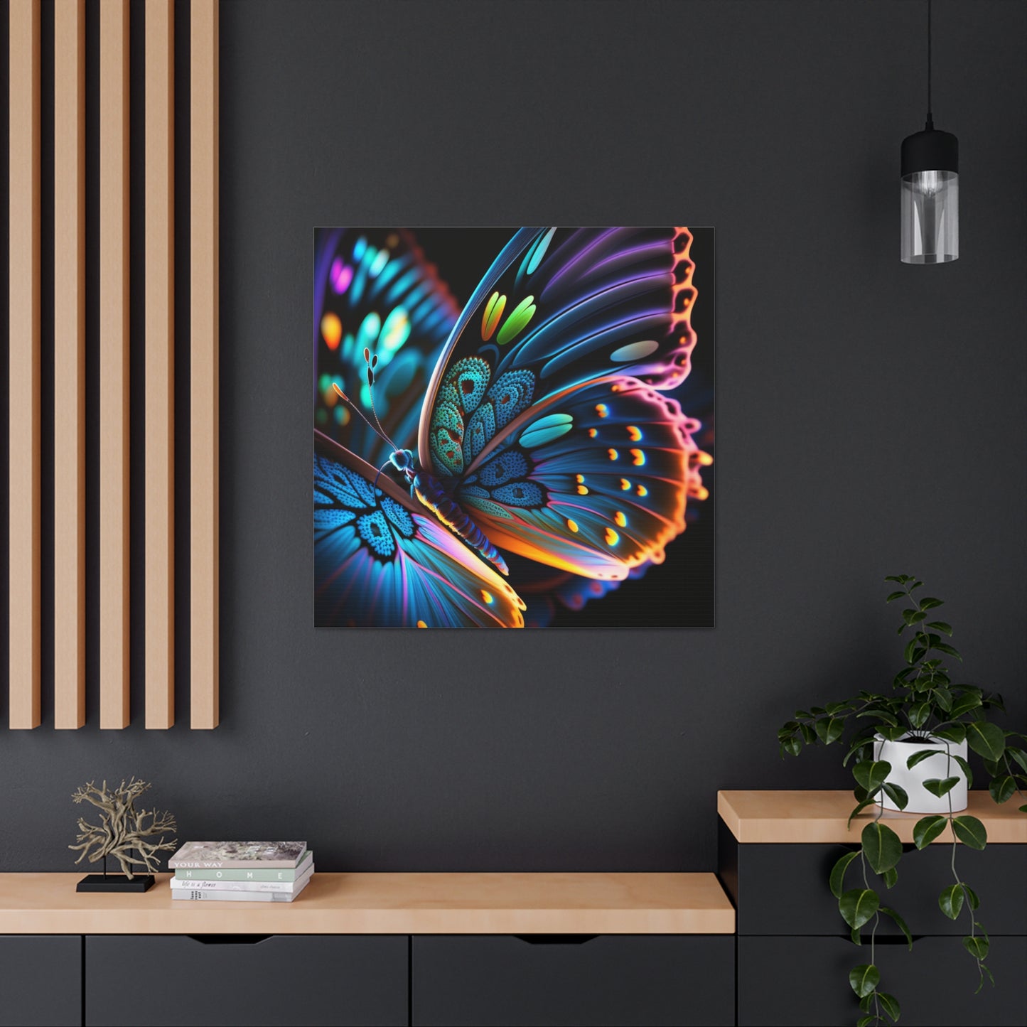 Canvas Gallery Wraps Neon Butterfly Macro 2