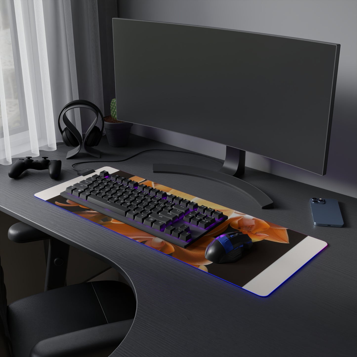 LED Gaming Mouse Pad orchid pedals 1