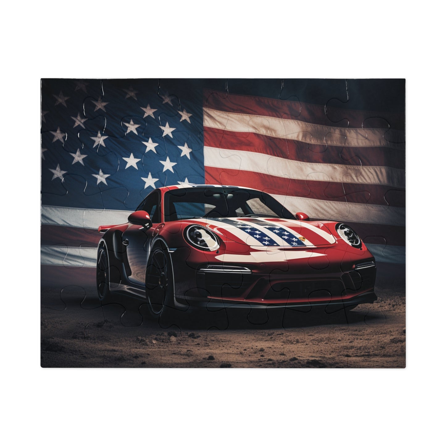 Jigsaw Puzzle (30, 110, 252, 500,1000-Piece) American Flag Background Porsche 3