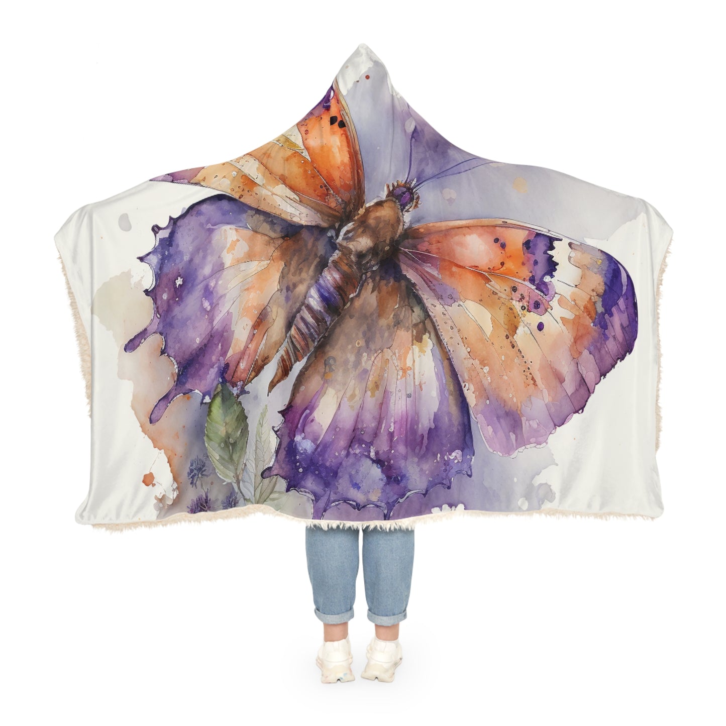 Snuggle Hooded Blanket MerlinRose Watercolor Butterfly 1