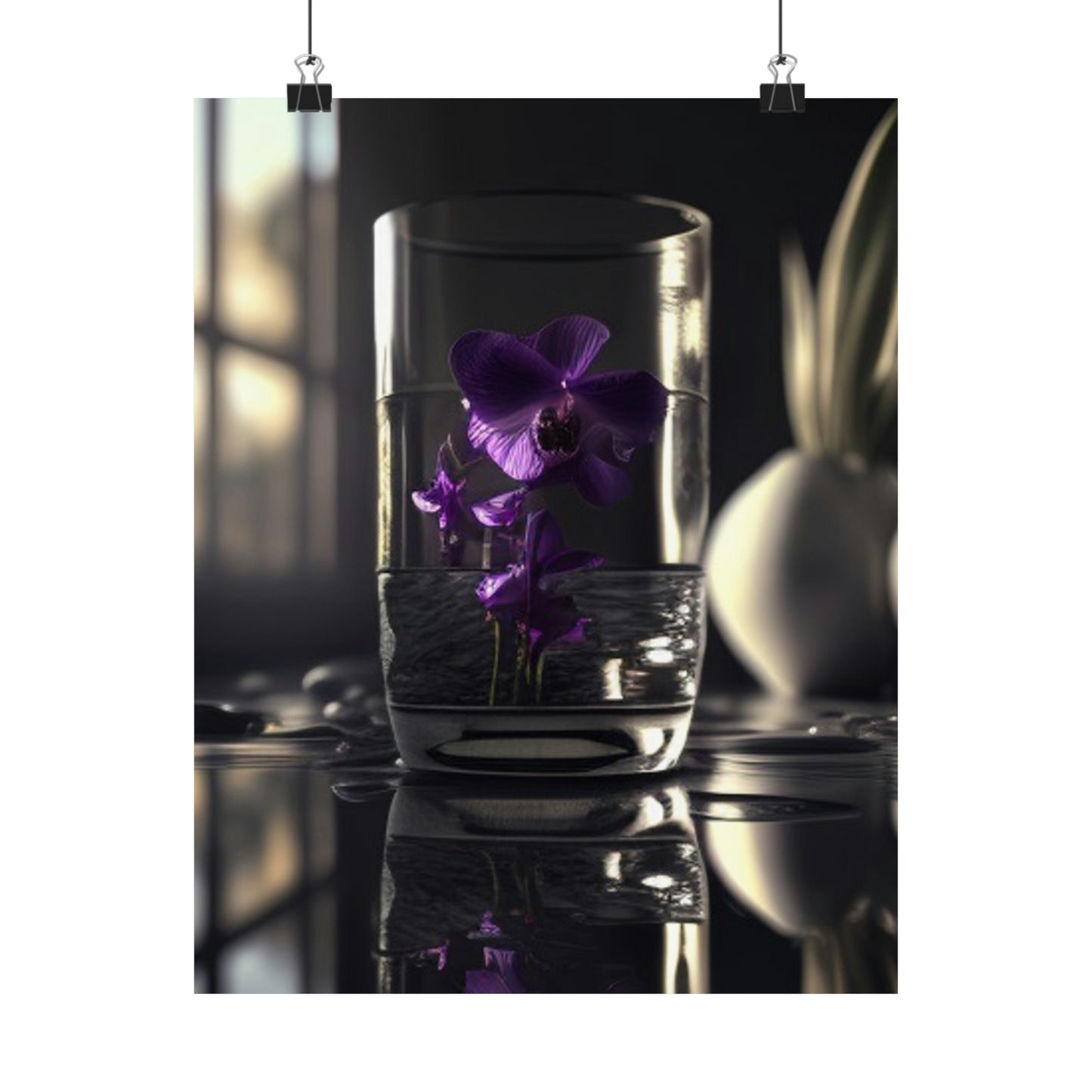 Premium Matte Vertical Posters Purple Orchid Glass vase 4