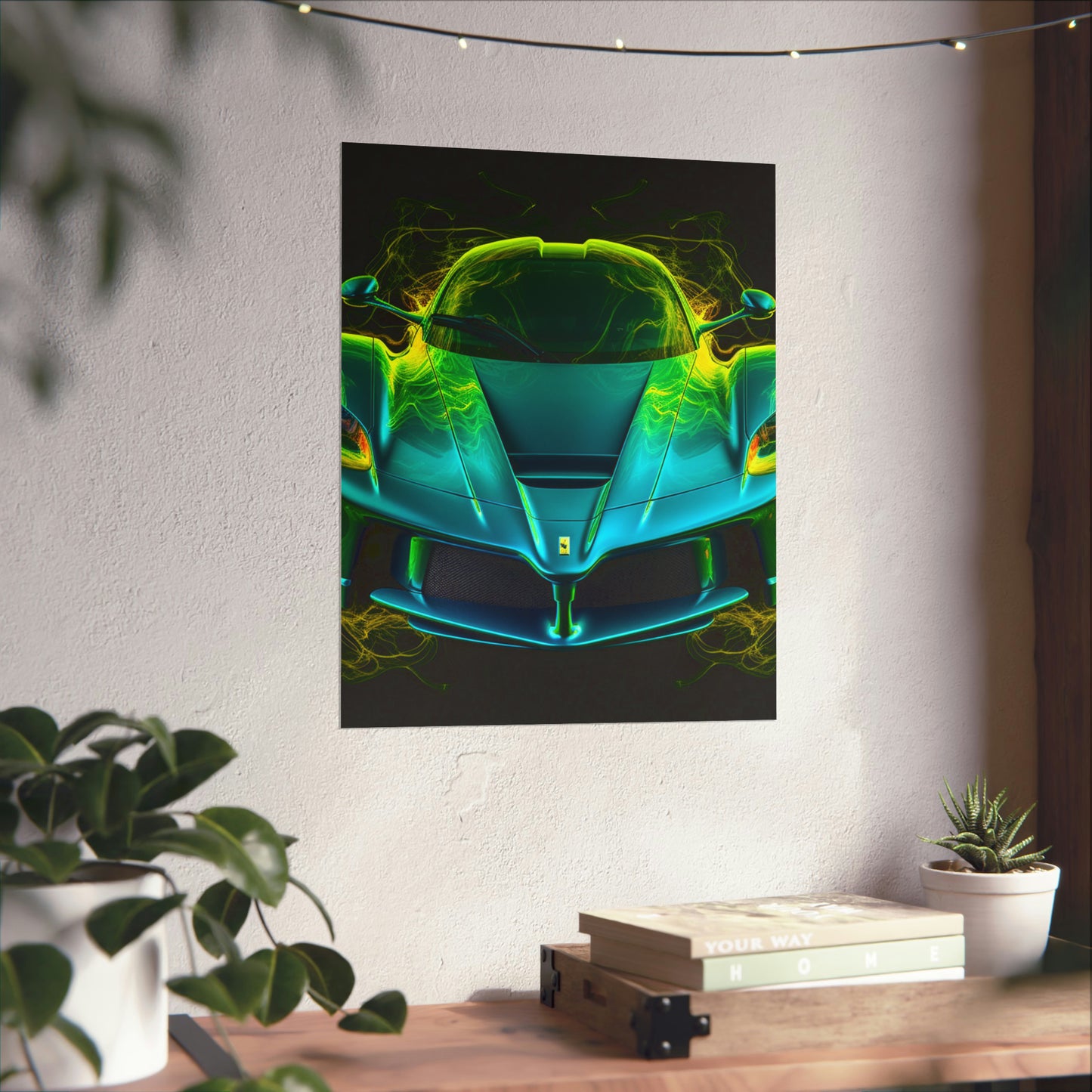 Premium Matte Vertical Posters Ferrari Neon 2