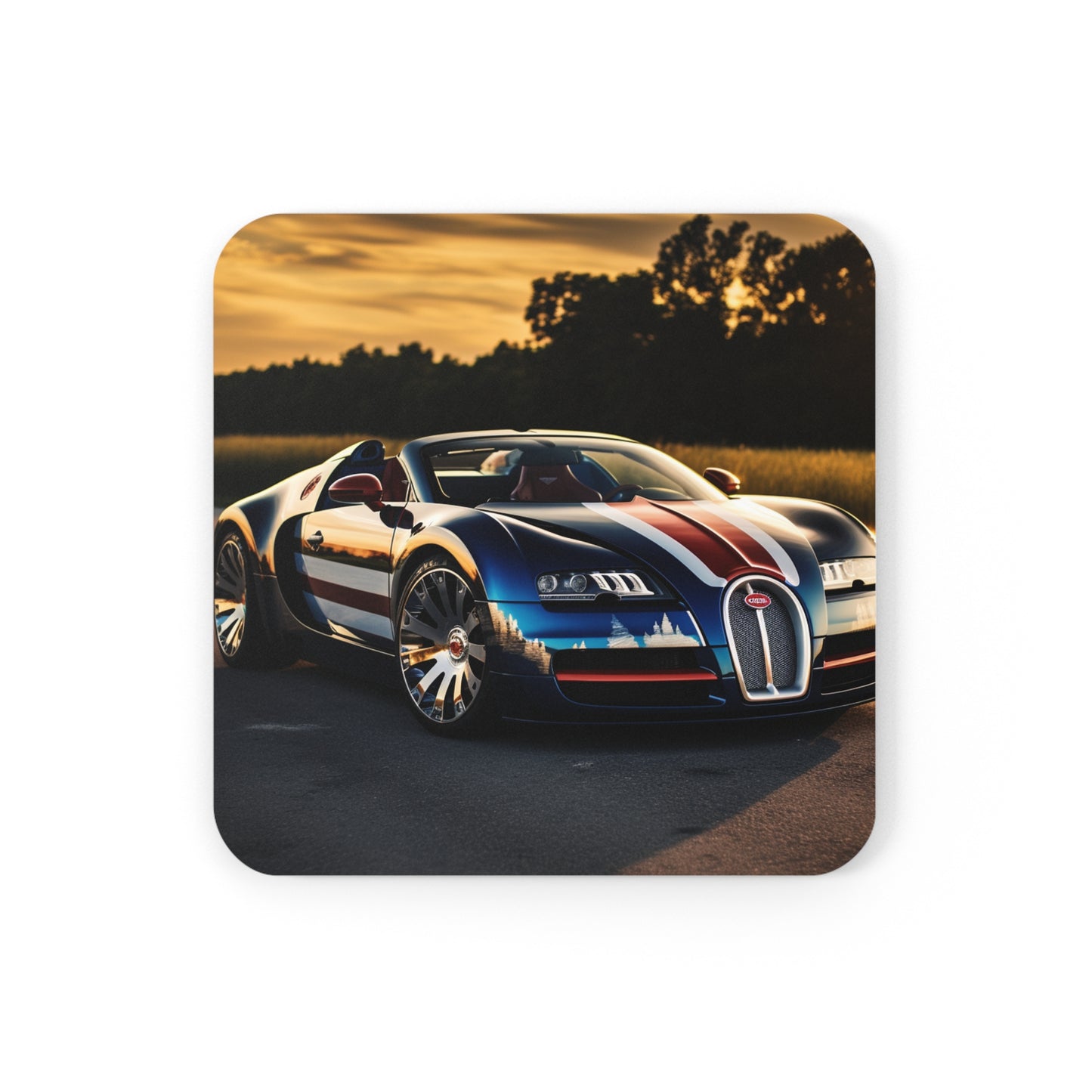 Corkwood Coaster Set Bugatti Flag American 3