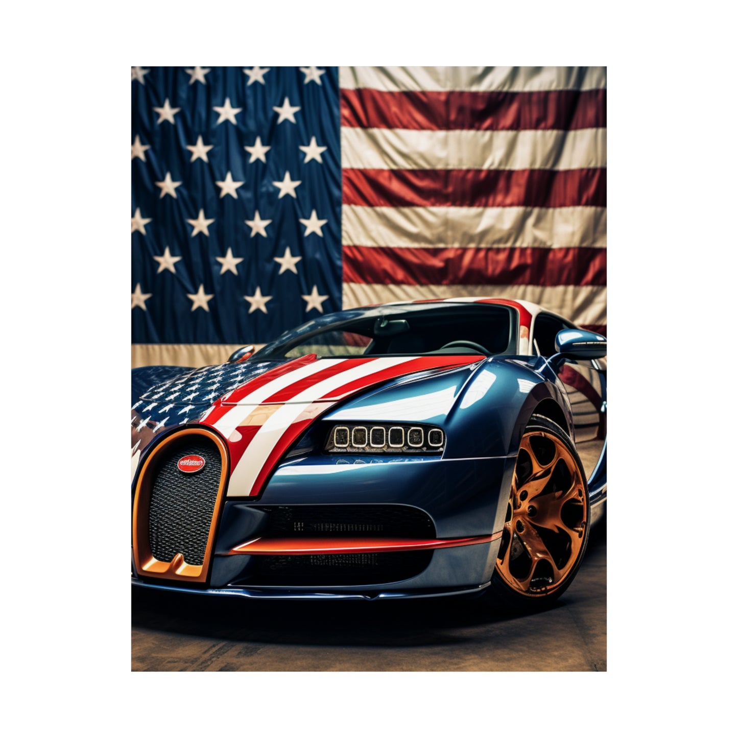 Premium Matte Vertical Posters Bugatti Flag American 4