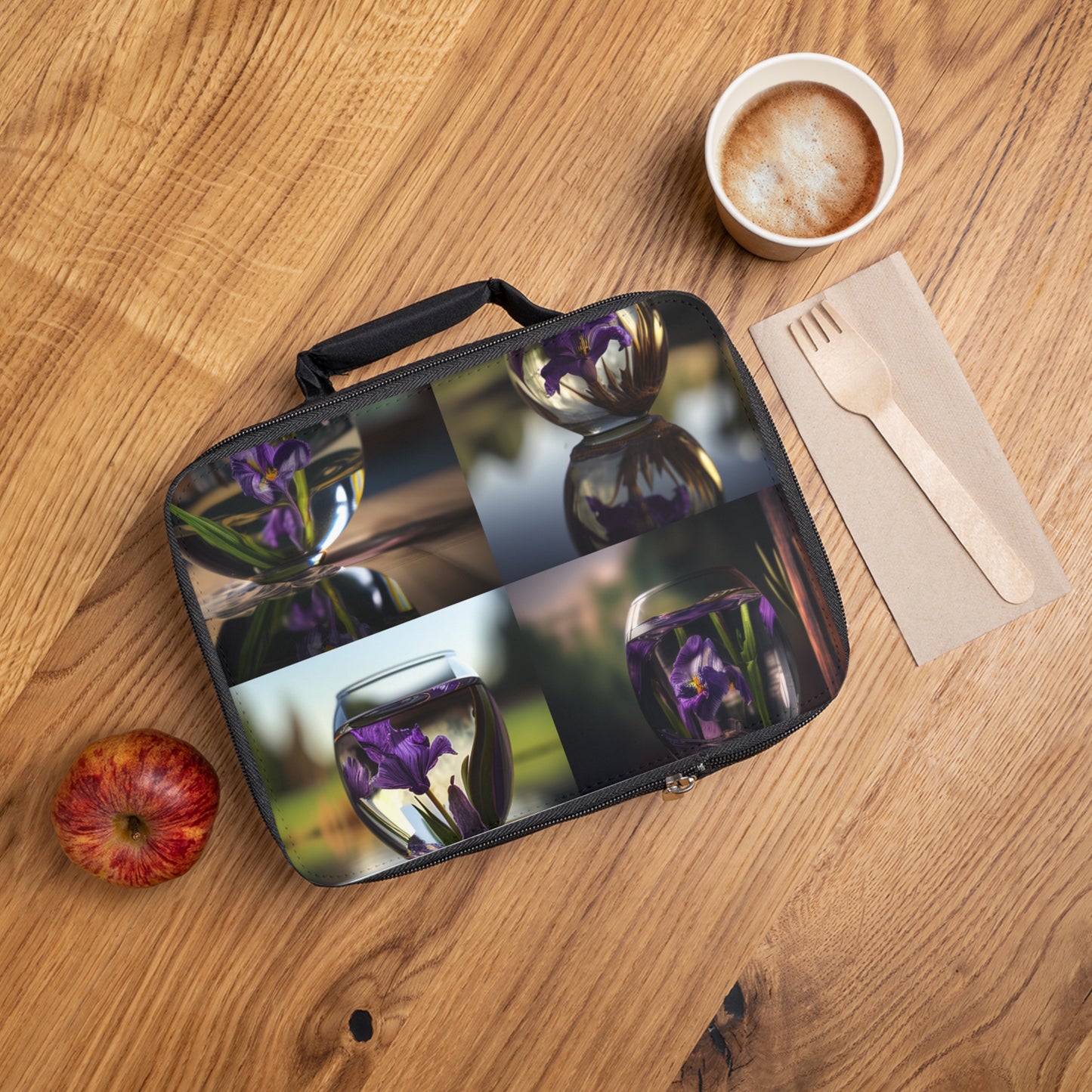 Lunch Bag Purple Iris in a vase 5