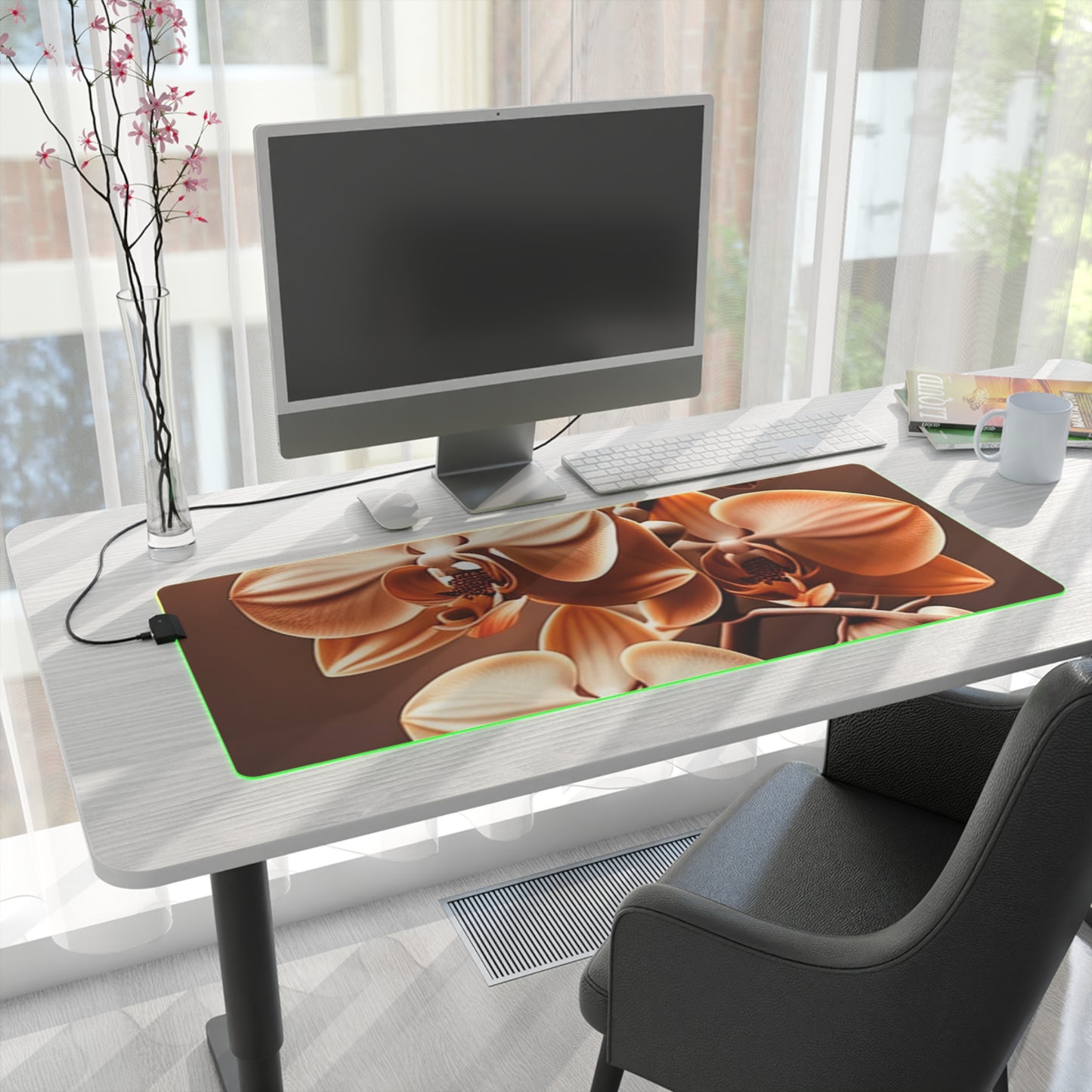 LED Gaming Mouse Pad orchid pedals 3