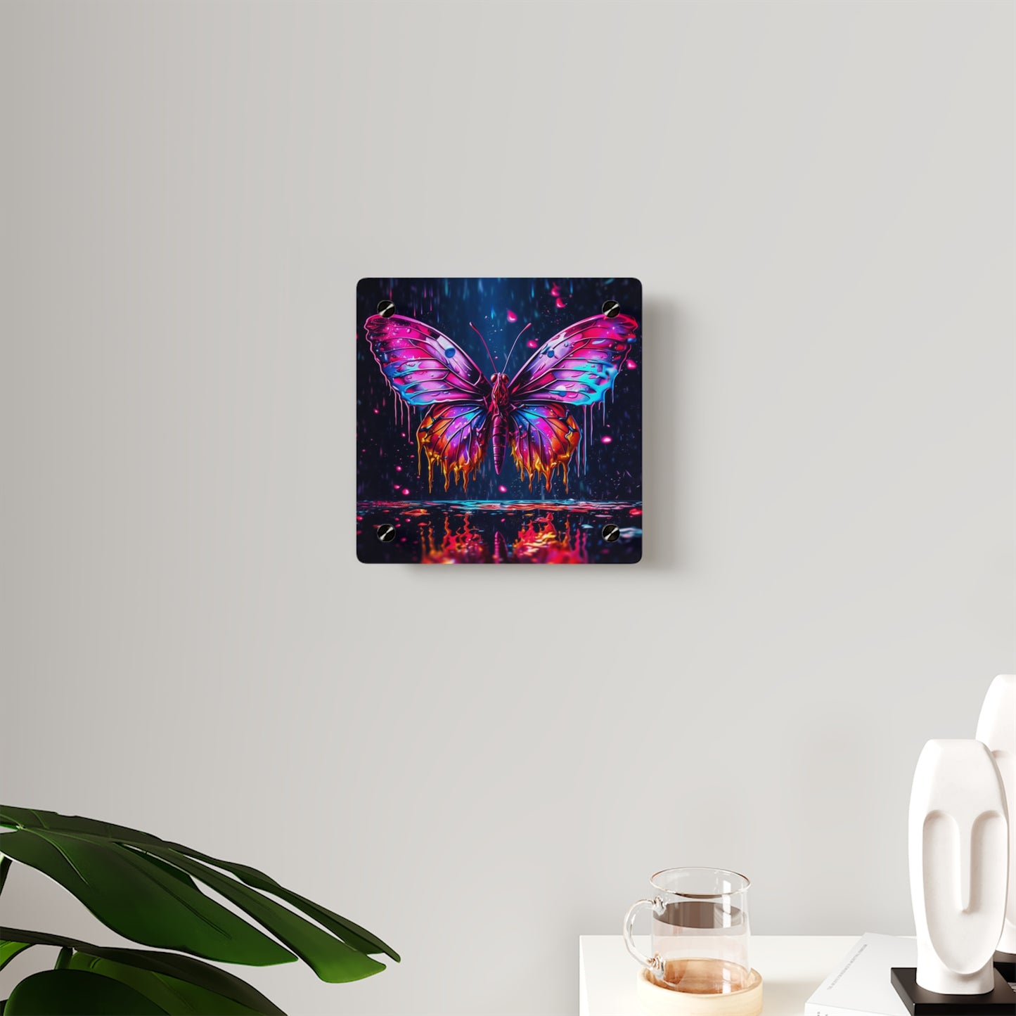 Acrylic Wall Art Panels Pink Butterfly Flair 2