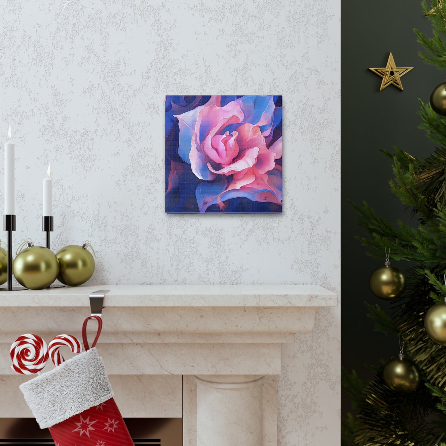 Canvas Gallery Wraps Pink & Blue Tulip Rose 1