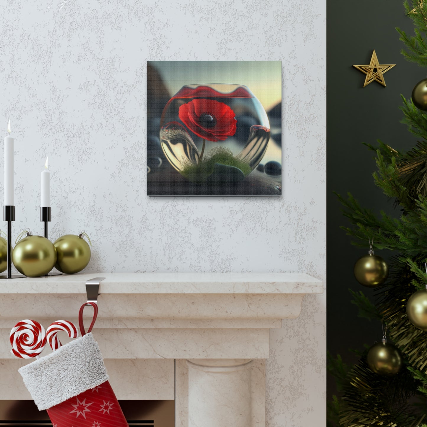 Canvas Gallery Wraps Red Anemone in a Vase 3