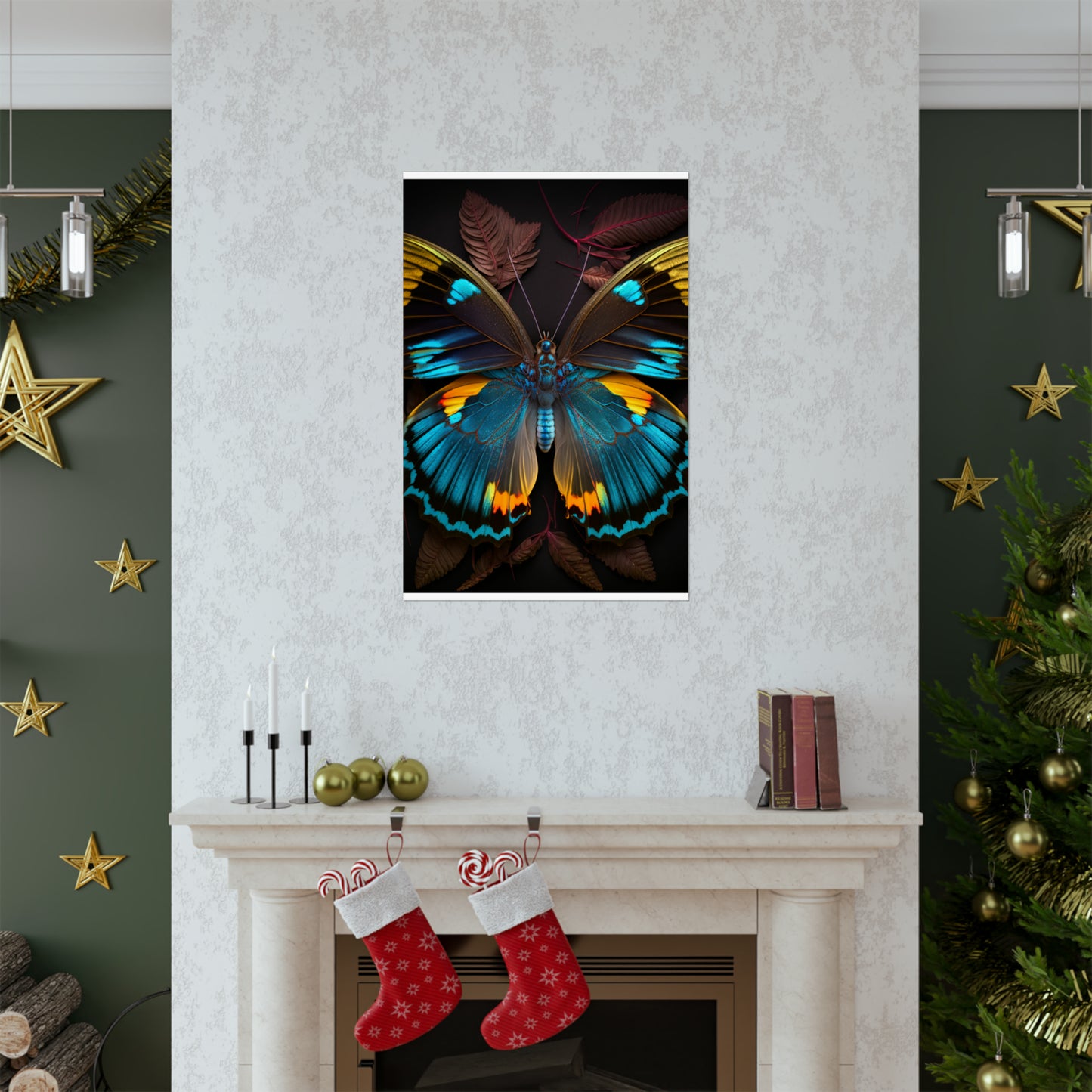 Premium Matte Vertical Posters Neon Butterfly Flair 1