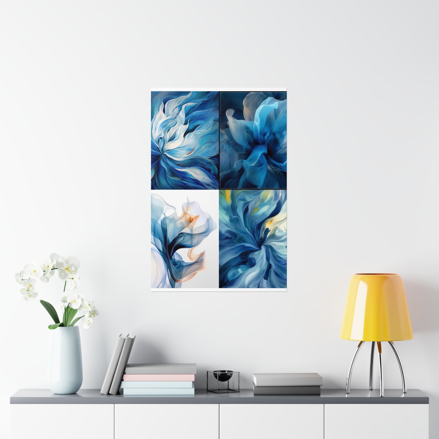 Premium Matte Vertical Posters Blue Tluip Abstract 5