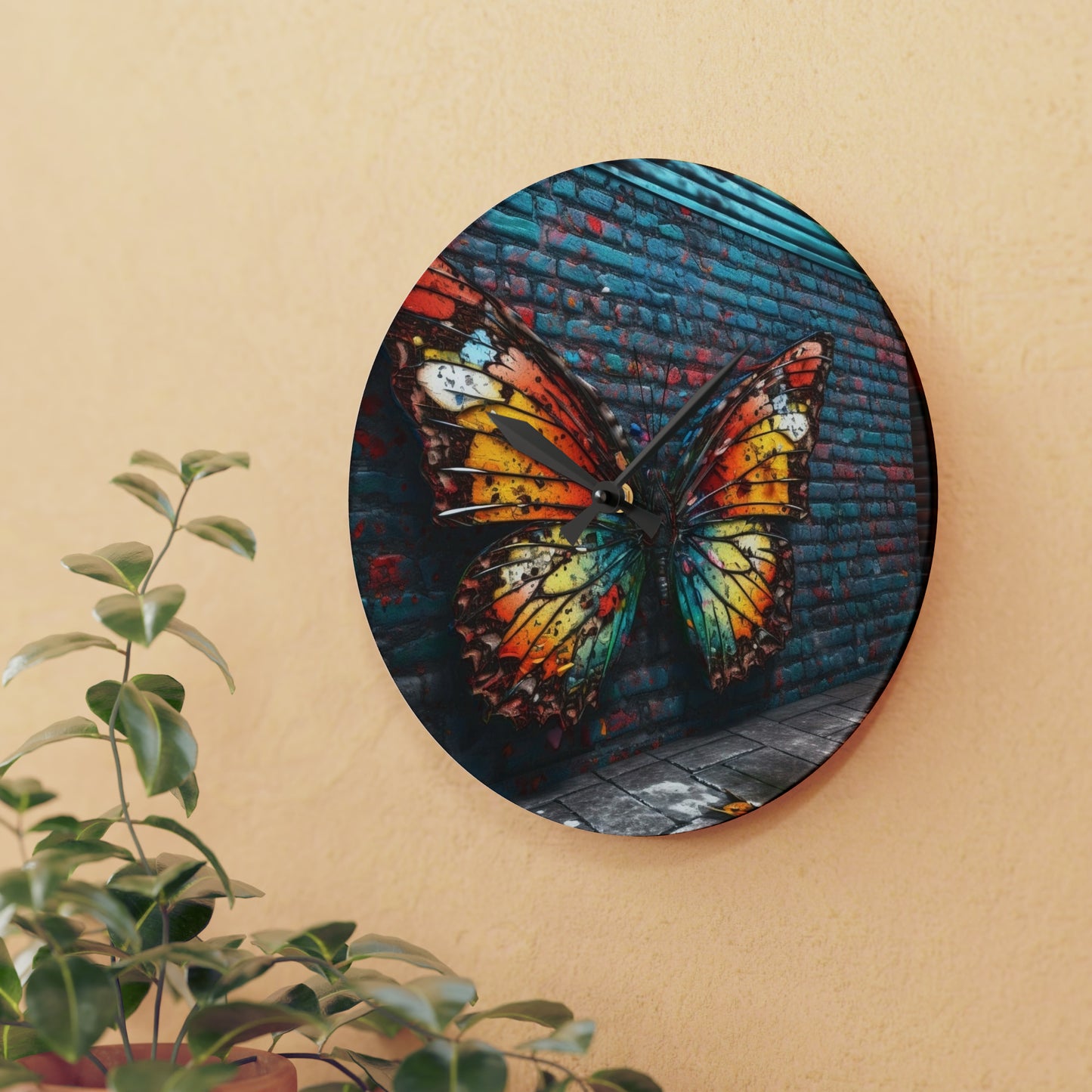 Acrylic Wall Clock Liquid Street Butterfly 2