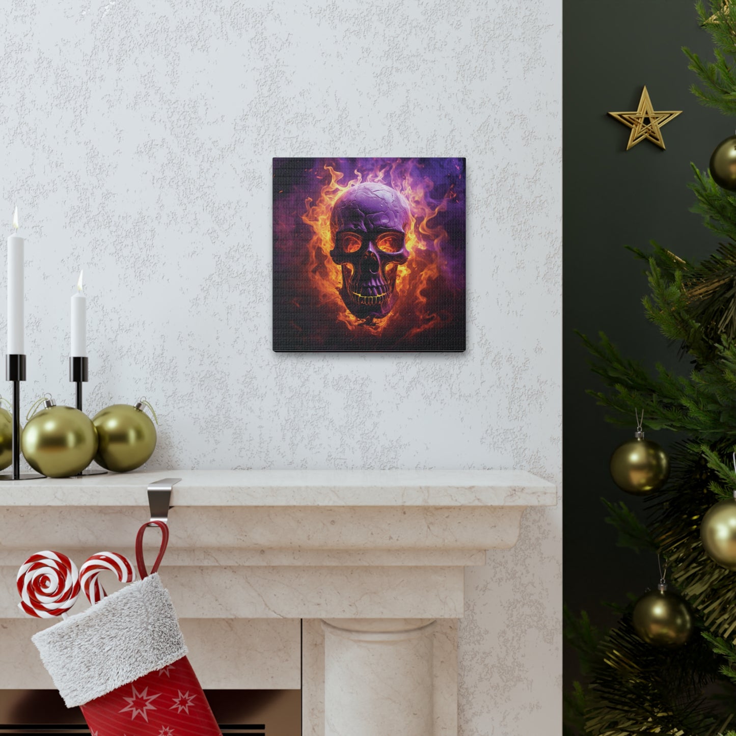 Canvas Gallery Wraps Skull Flames 3