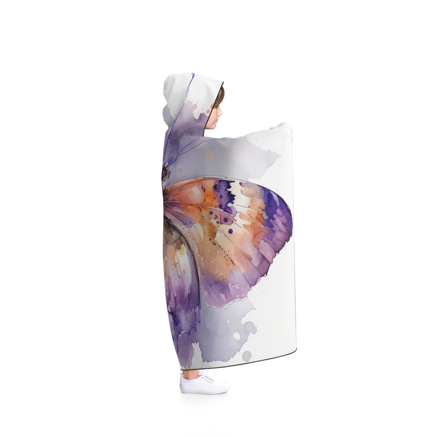 Hooded Blanket MerlinRose Watercolor Butterfly 1