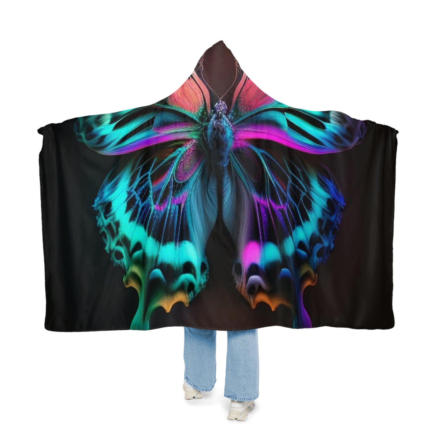 Snuggle Hooded Blanket Neon Butterfly Fusion 1