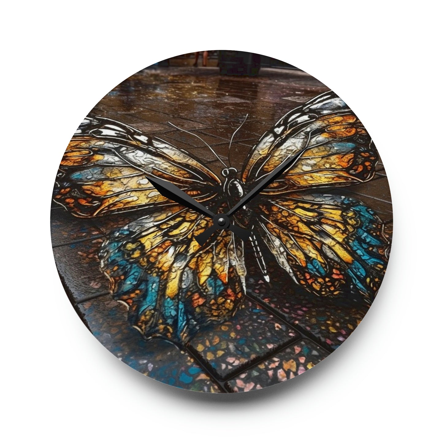 Acrylic Wall Clock Water Butterfly Street 1