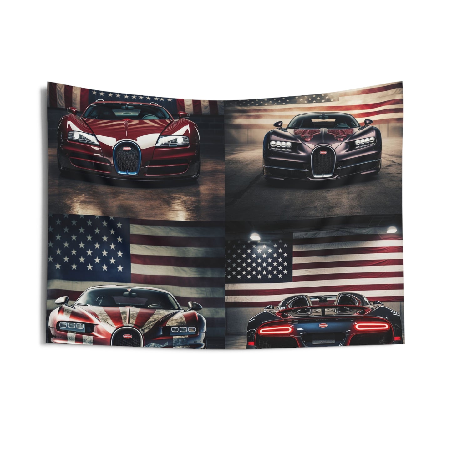 Indoor Wall Tapestries American Flag Background Bugatti 5