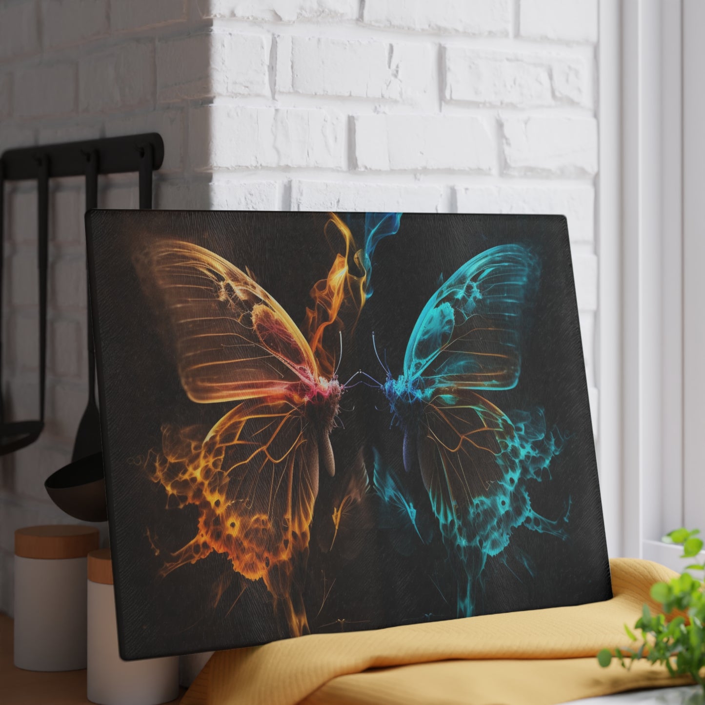 Glass Cutting Board Kiss Neon Butterfly 10