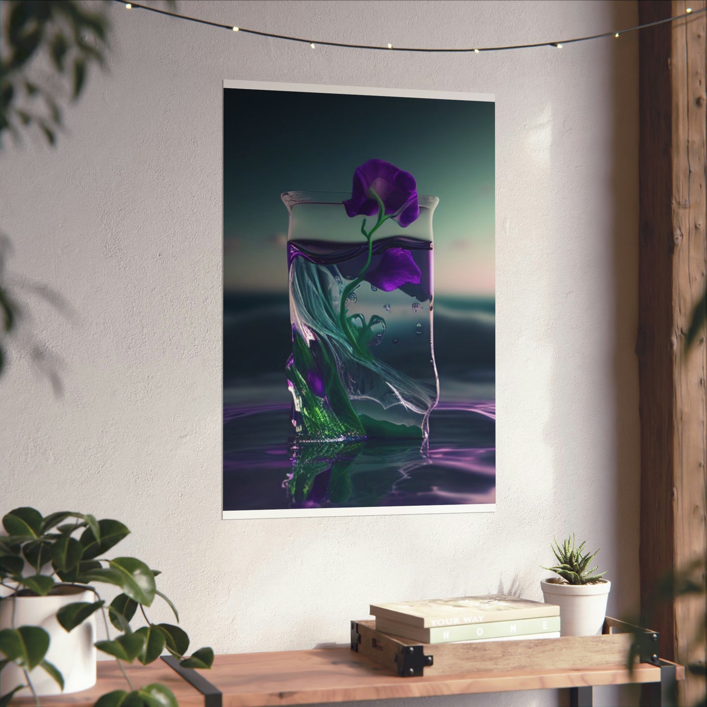 Premium Matte Vertical Posters Purple Sweet pea in a vase 3