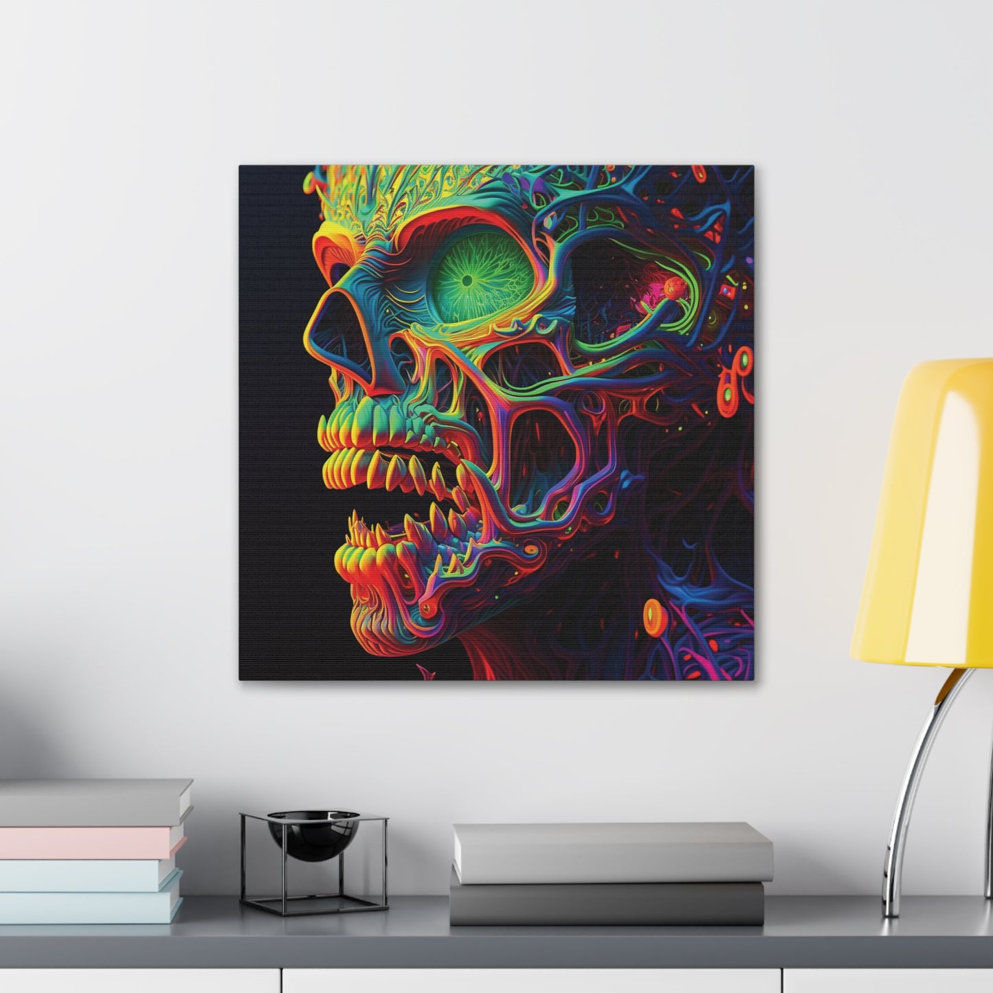 Canvas Gallery Wraps Florescent Skull Death 1