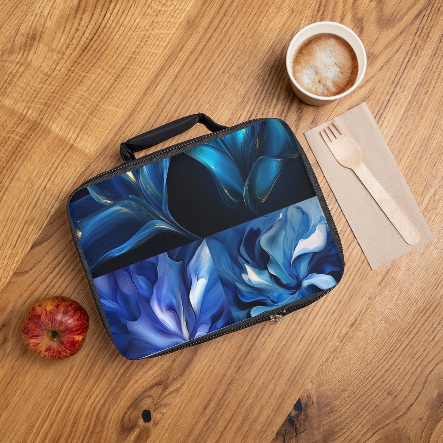 Lunch Bag Abstract Blue Tulip 5
