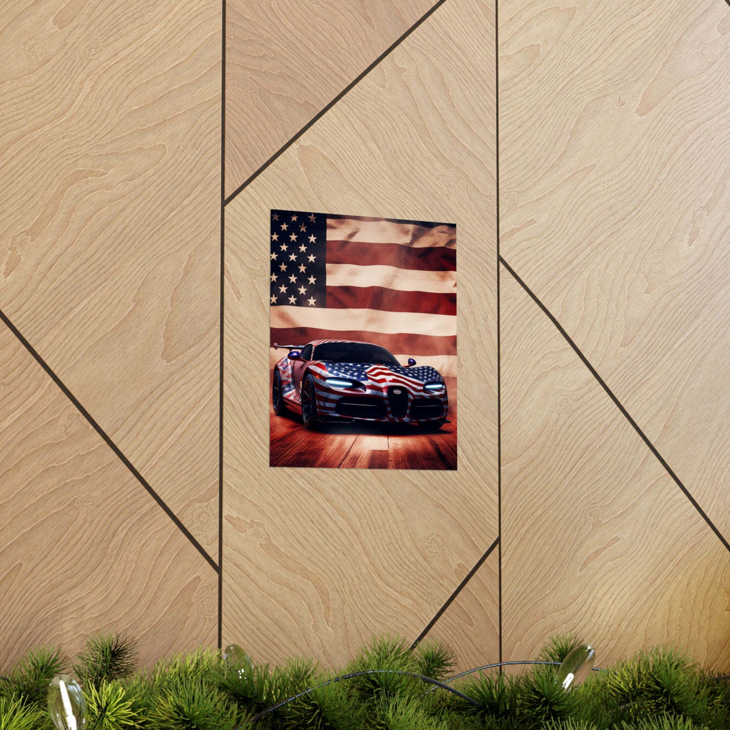 Premium Matte Vertical Posters Abstract American Flag Background Bugatti 2