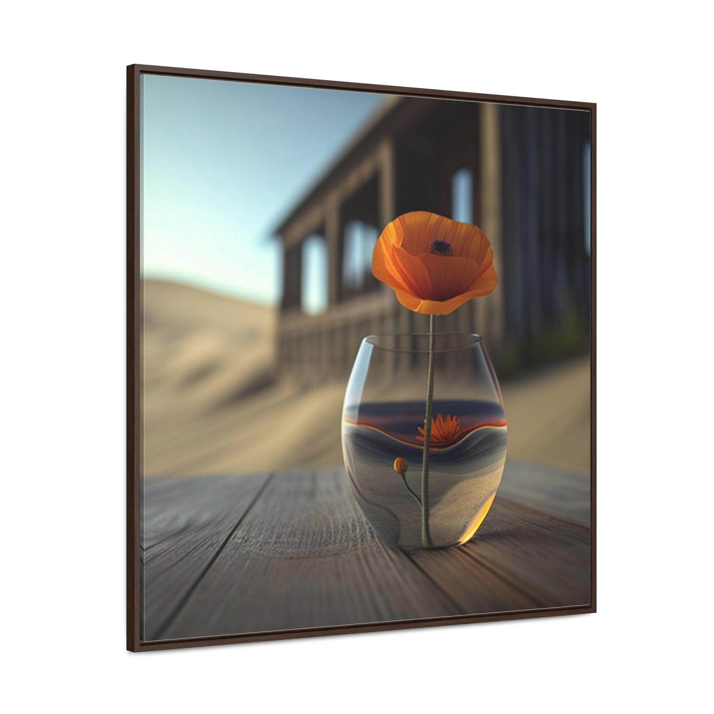 Gallery Canvas Wraps, Square Frame Poppy in a Glass Vase 4