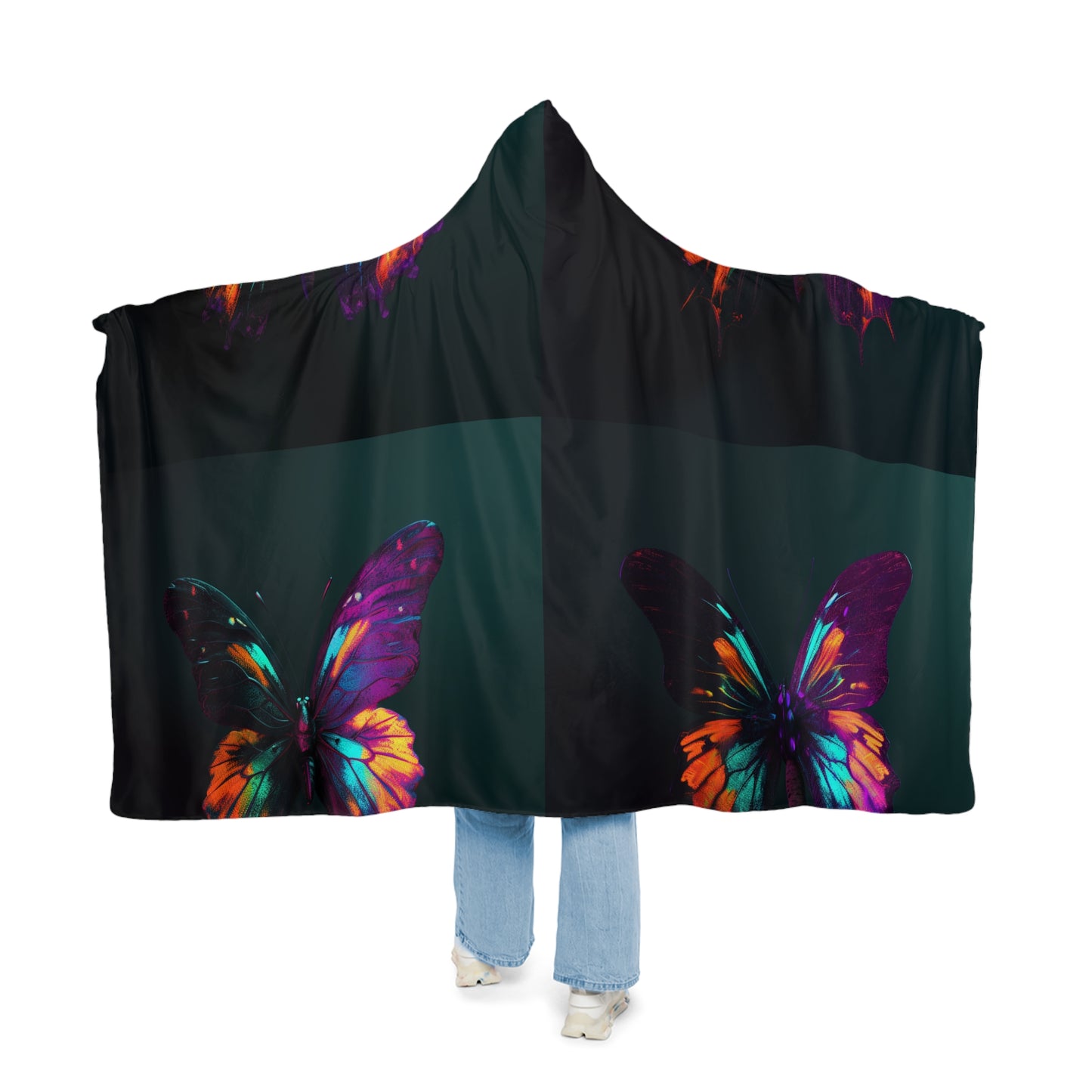 Snuggle Hooded Blanket Hyper Colorful Butterfly Purple 5