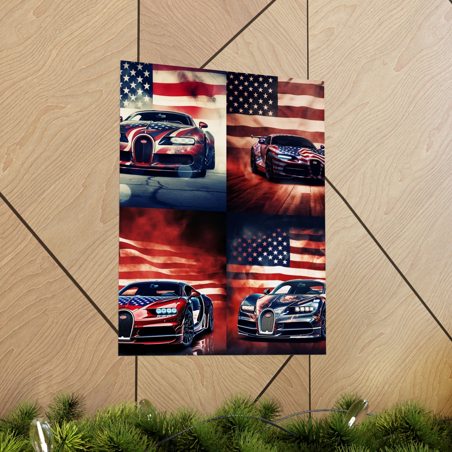 Premium Matte Vertical Posters Abstract American Flag Background Bugatti 5