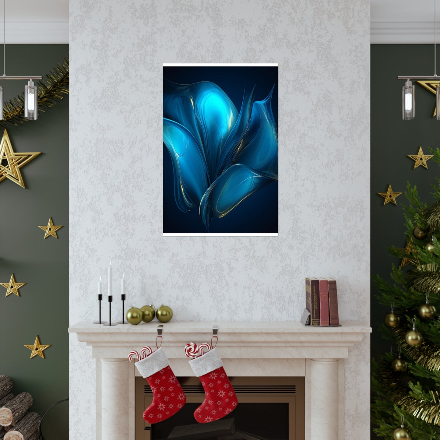 Premium Matte Vertical Posters Abstract Blue Tulip 2