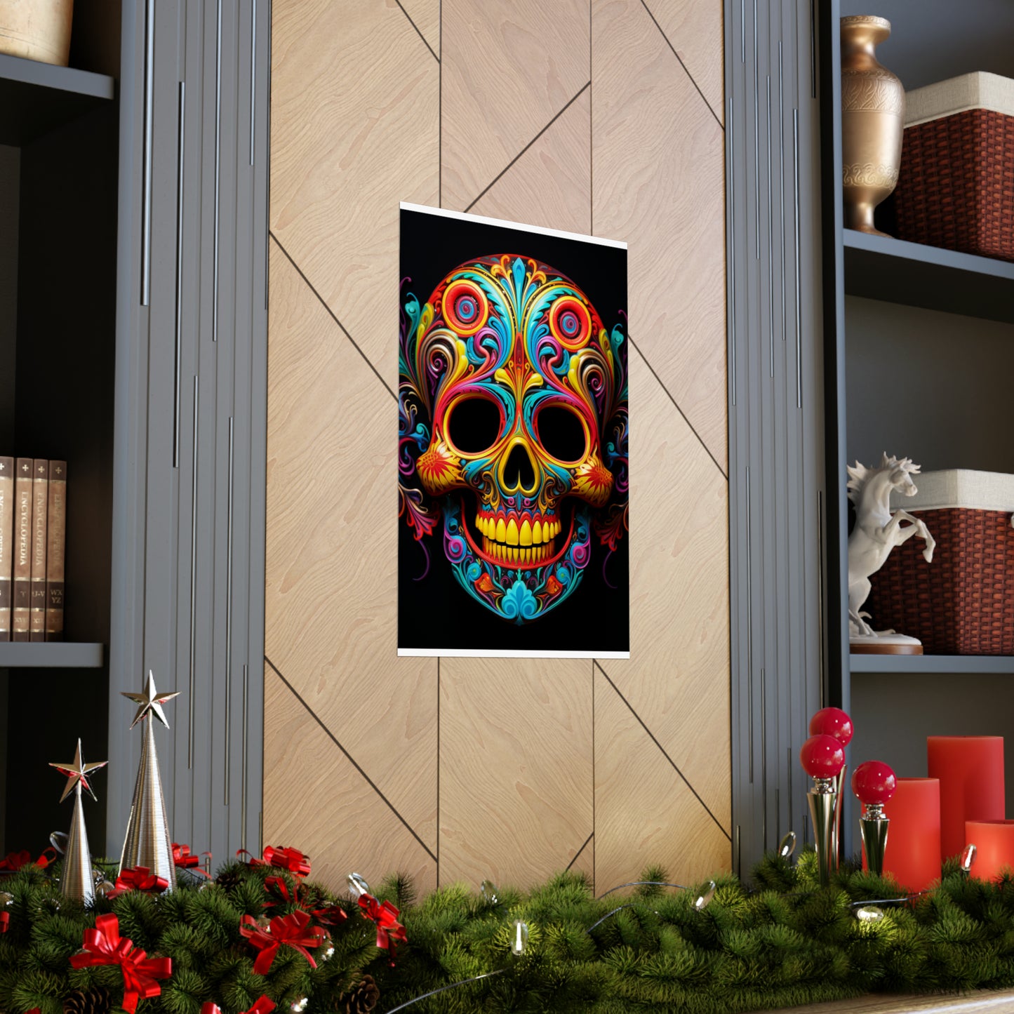 Premium Matte Vertical Posters Macro Skull Color 1