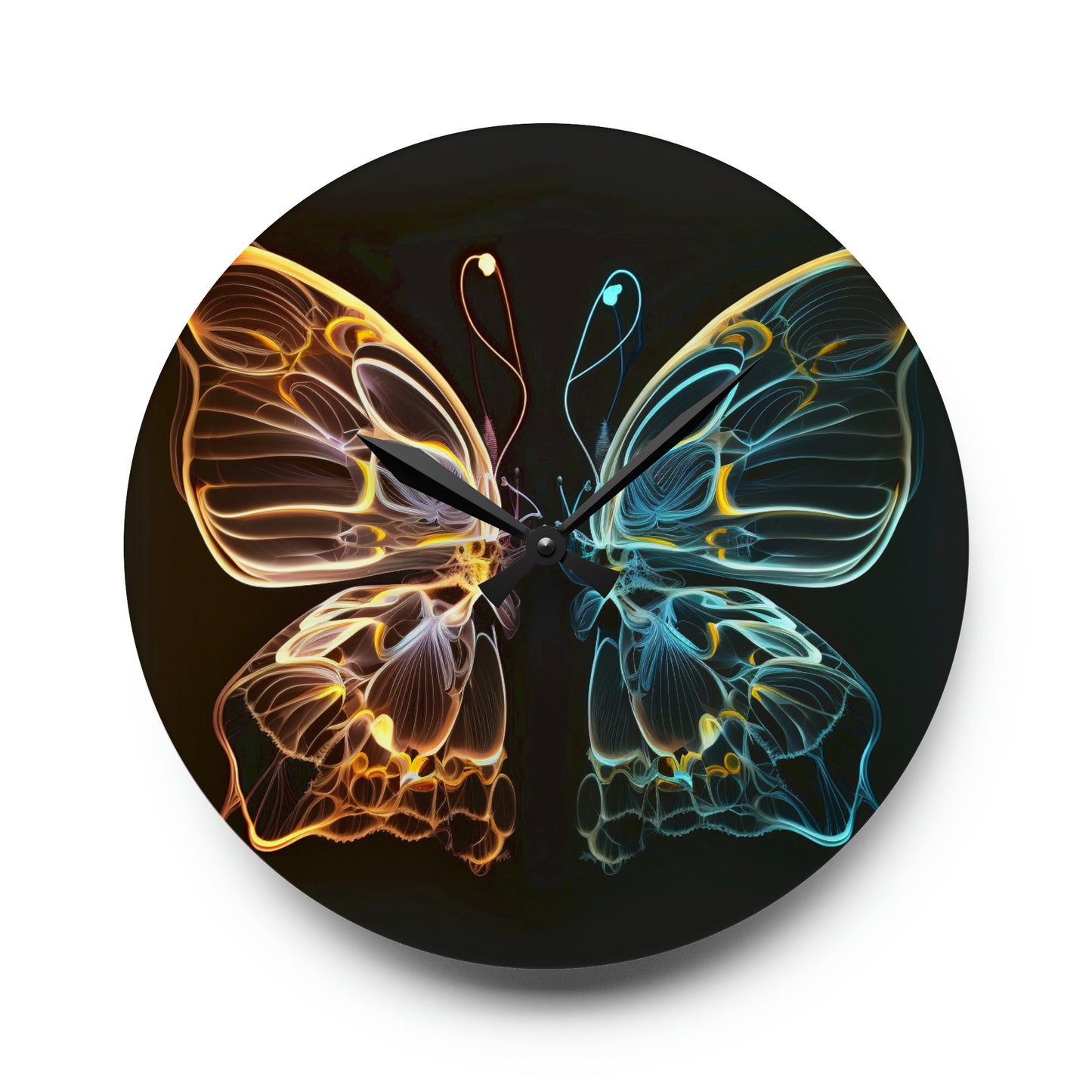 Acrylic Wall Clock Neon Glo Butterfly 3