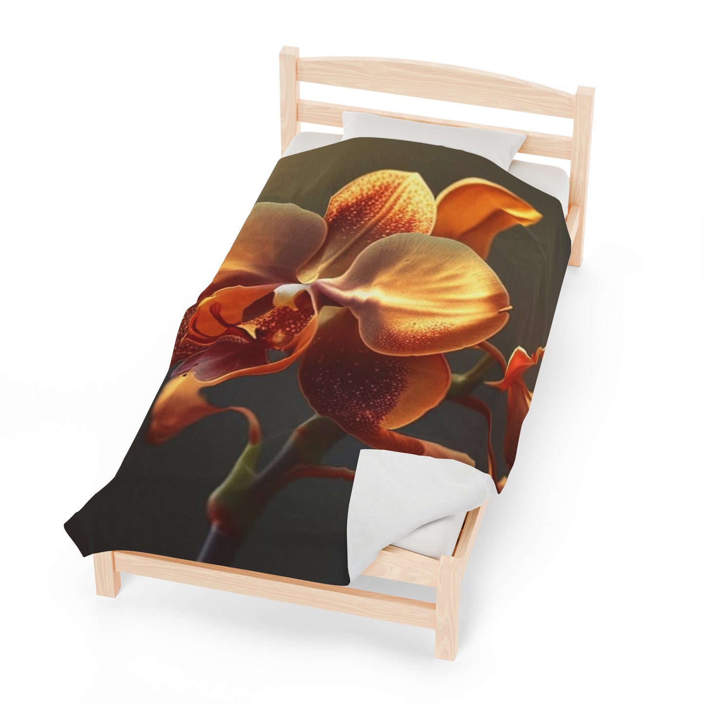 Velveteen Plush Blanket Orange Orchid 1