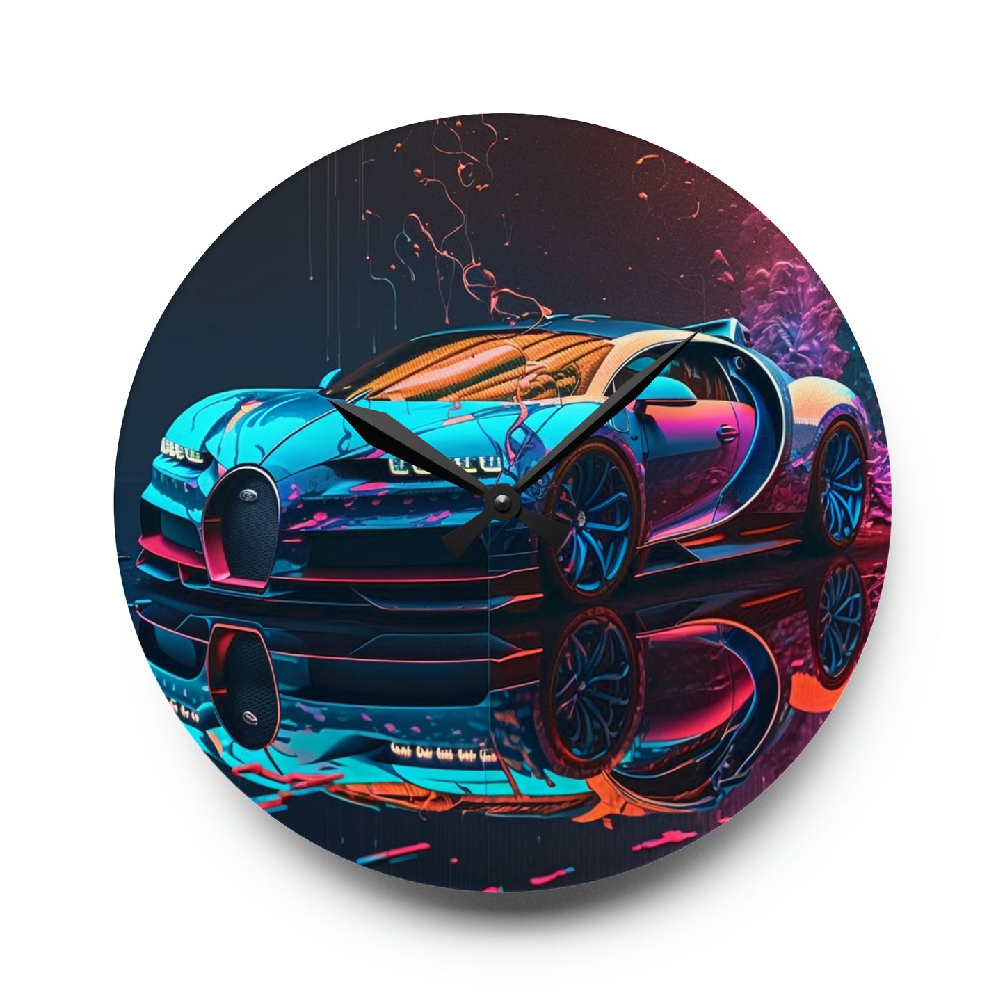 Acrylic Wall Clock Bugatti Neon Chiron 4