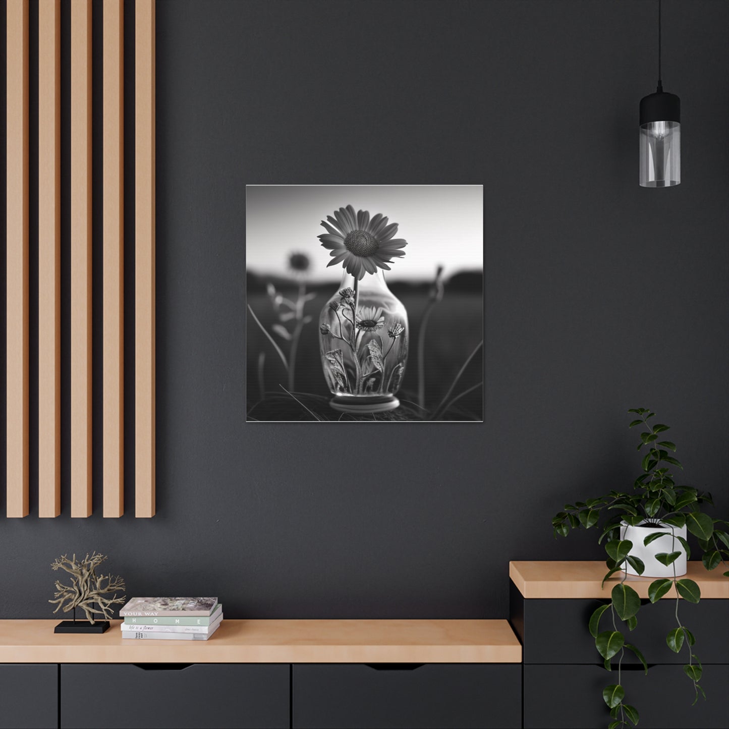 Canvas Gallery Wraps Yellw Sunflower in a vase 2