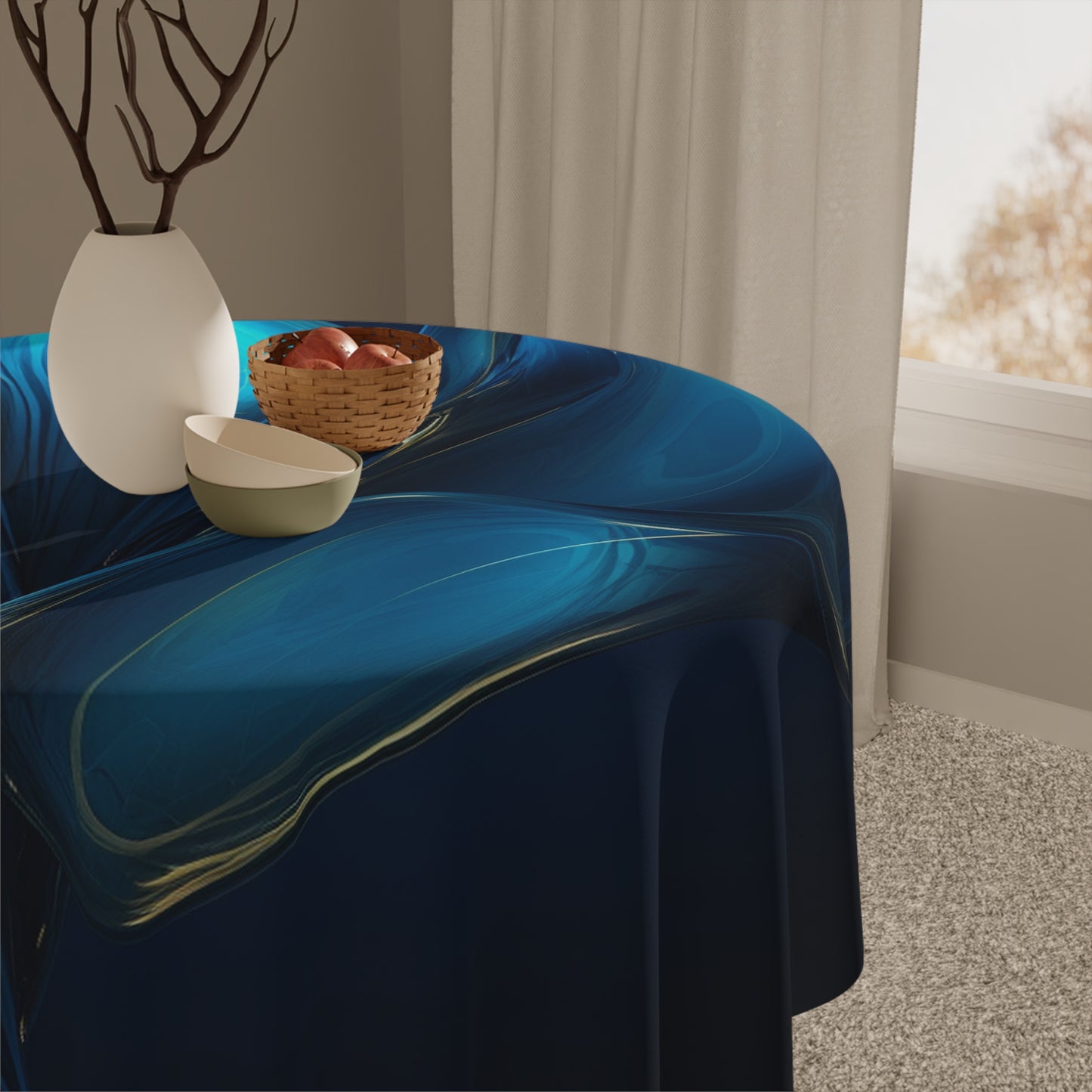 Tablecloth Abstract Blue Tulip 2