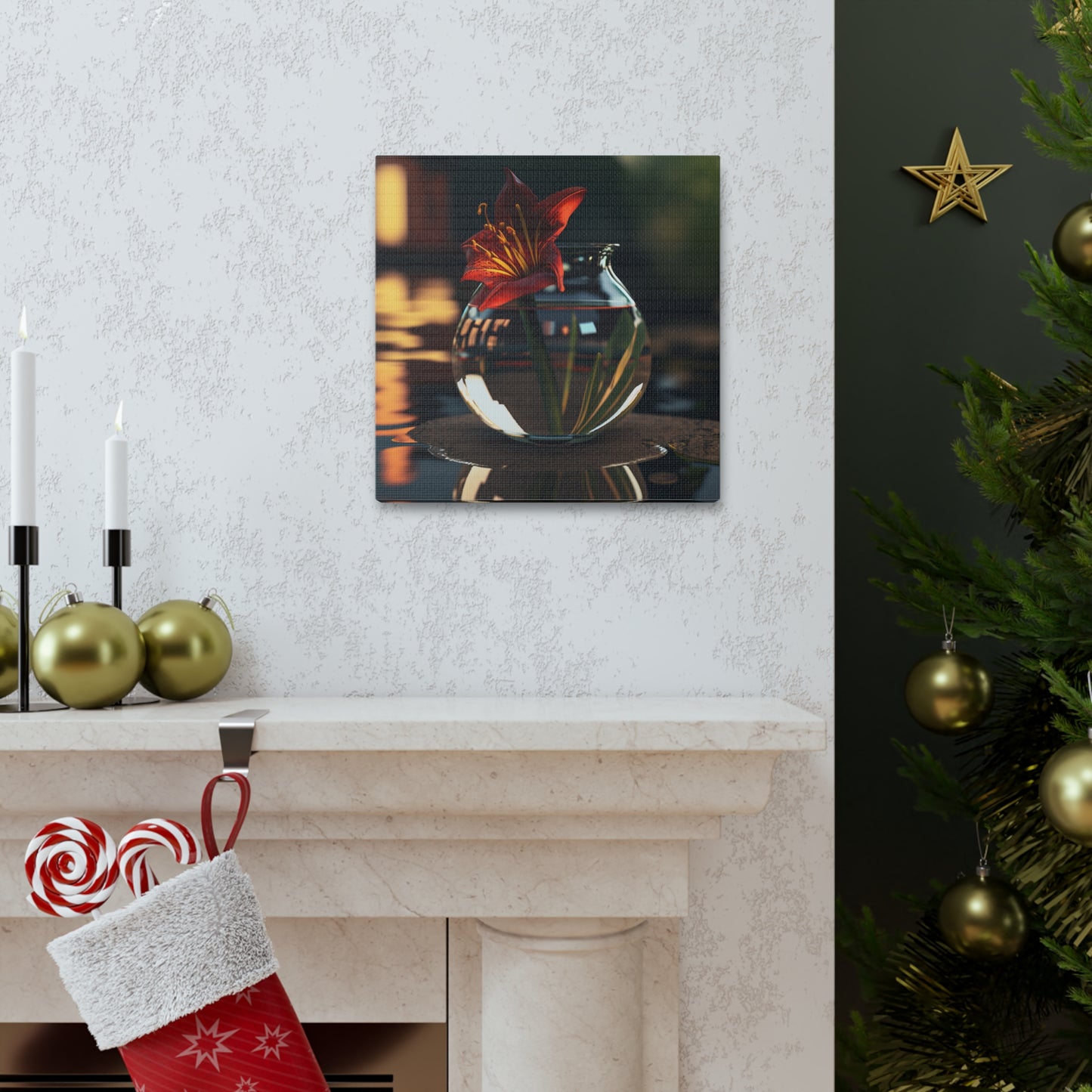 Canvas Gallery Wraps Red Lily in a Glass vase 2