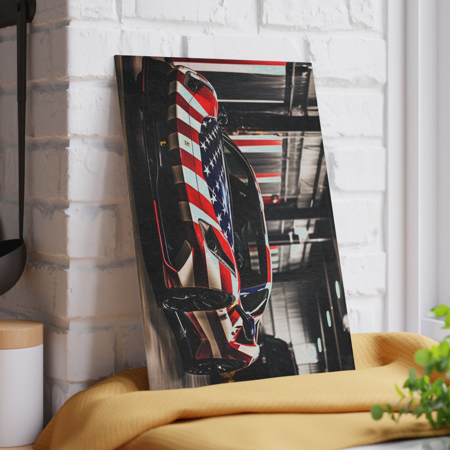 Glass Cutting Board American Flag Farrari 3