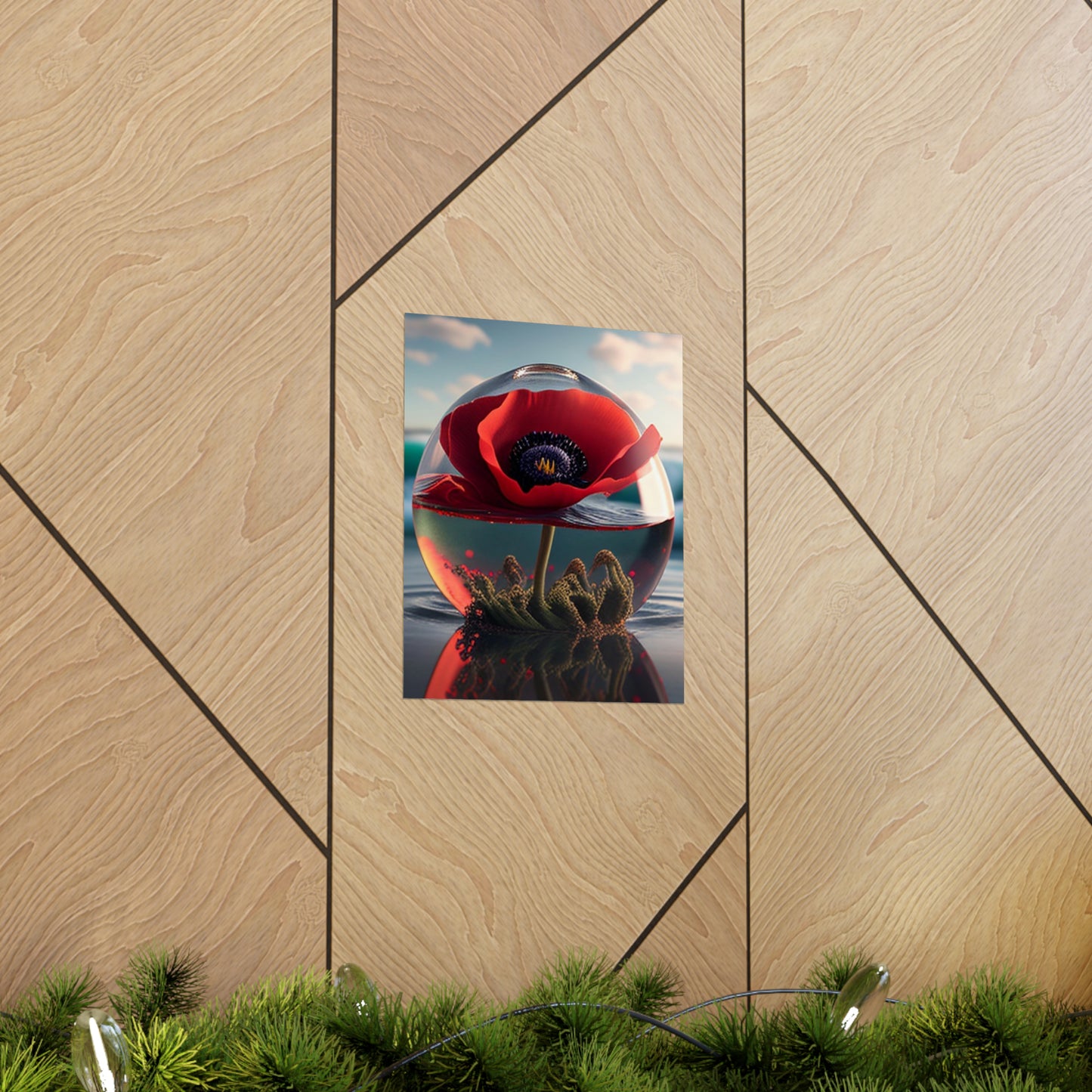 Premium Matte Vertical Posters Red Anemone in a Vase 4