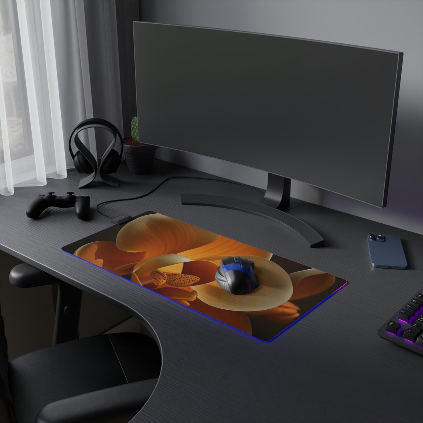 LED Gaming Mouse Pad Orange Orchid 4