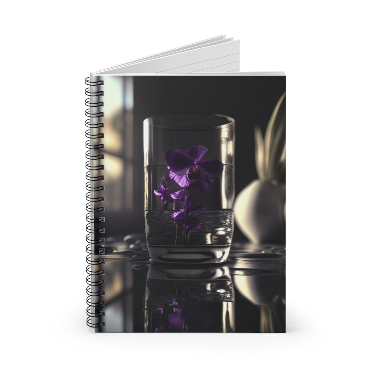 Spiral Notebook - Ruled Line Purple Orchid Glass vase 4