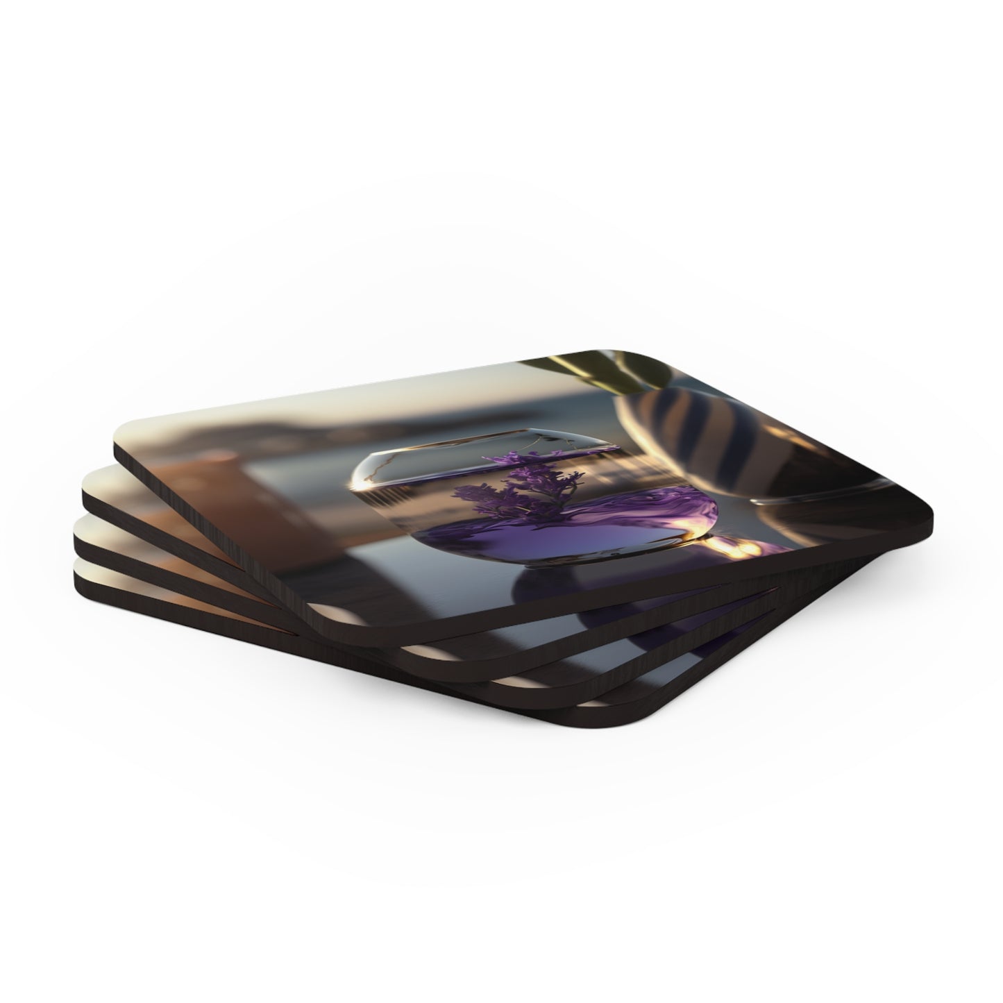 Corkwood Coaster Set Lavender in a vase 1