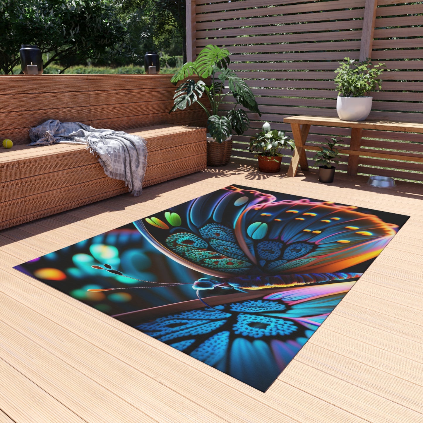 Outdoor Rug  Neon Butterfly Macro 2