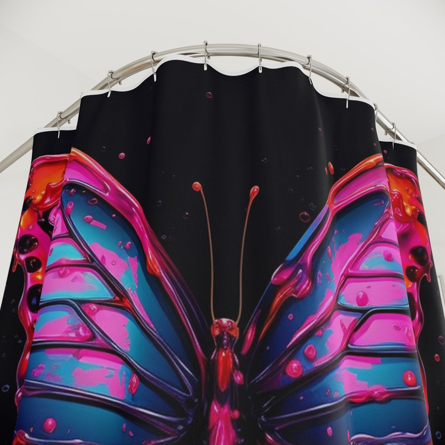 Polyester Shower Curtain Pink Butterfly Flair 1