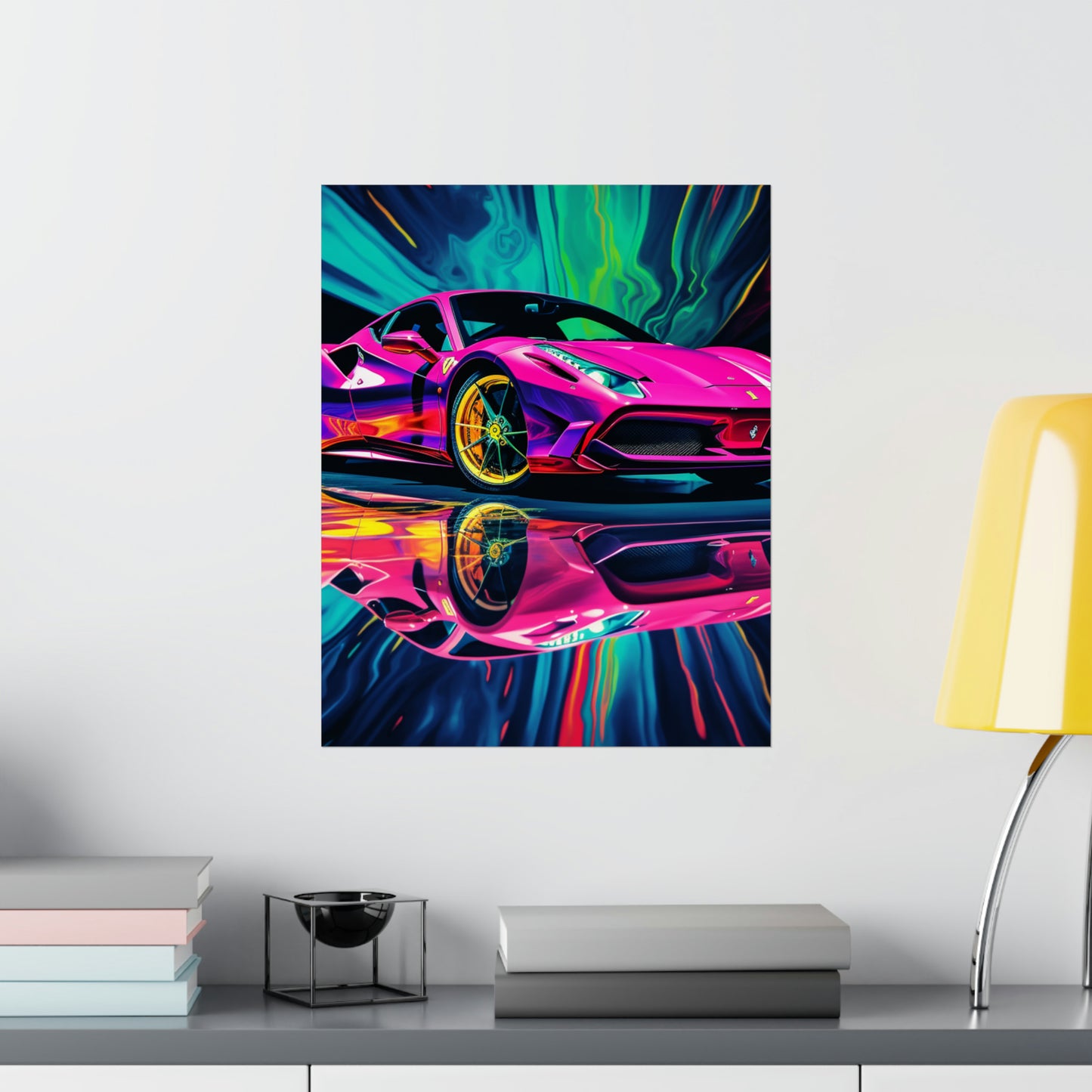 Premium Matte Vertical Posters Pink Ferrari Macro 4