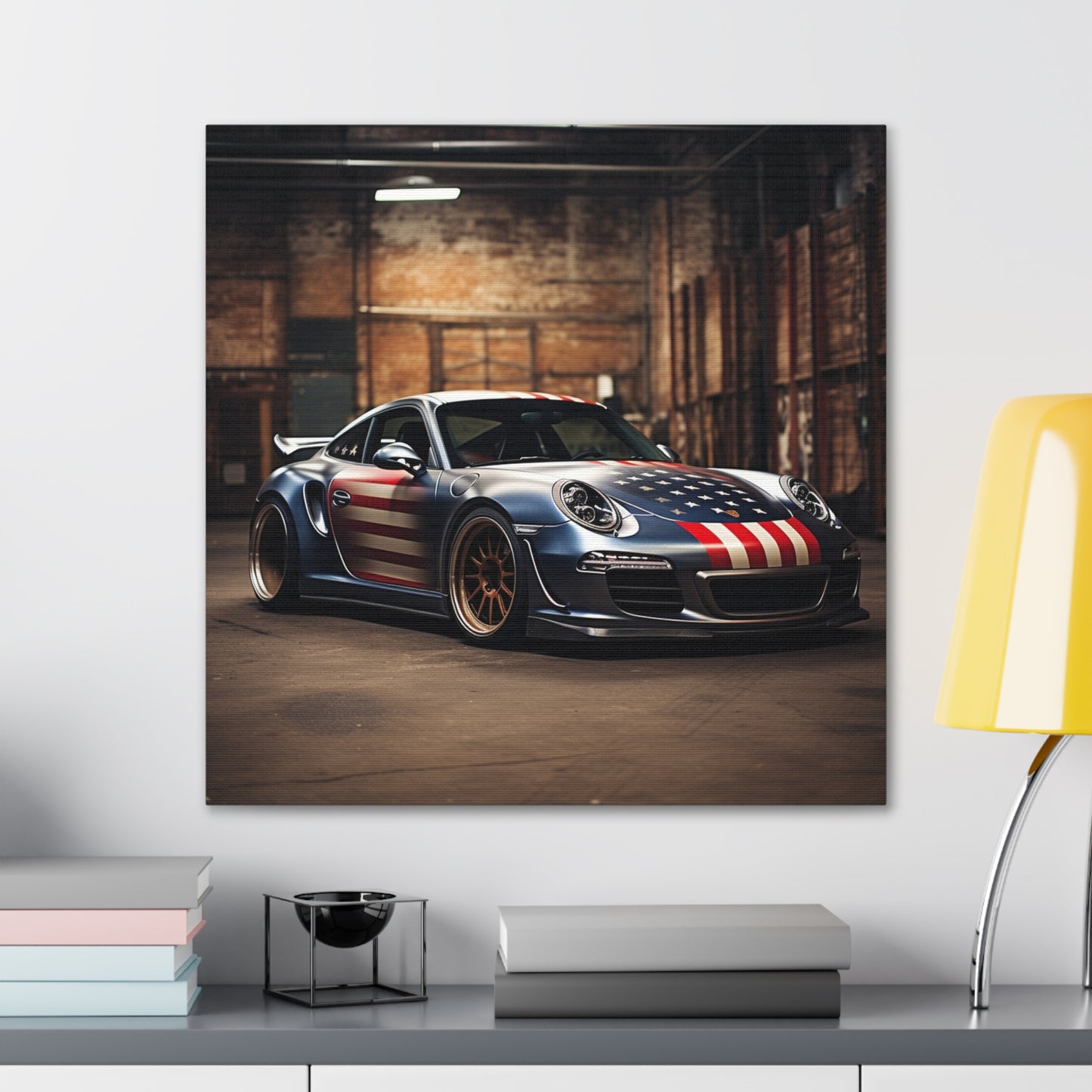 Canvas Gallery Wraps American Flag Porsche 1