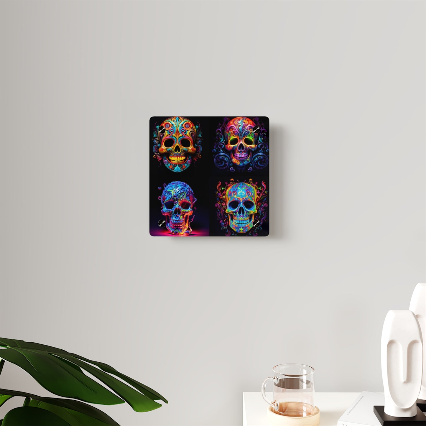 Acrylic Wall Art Panels Macro Skull Color 5