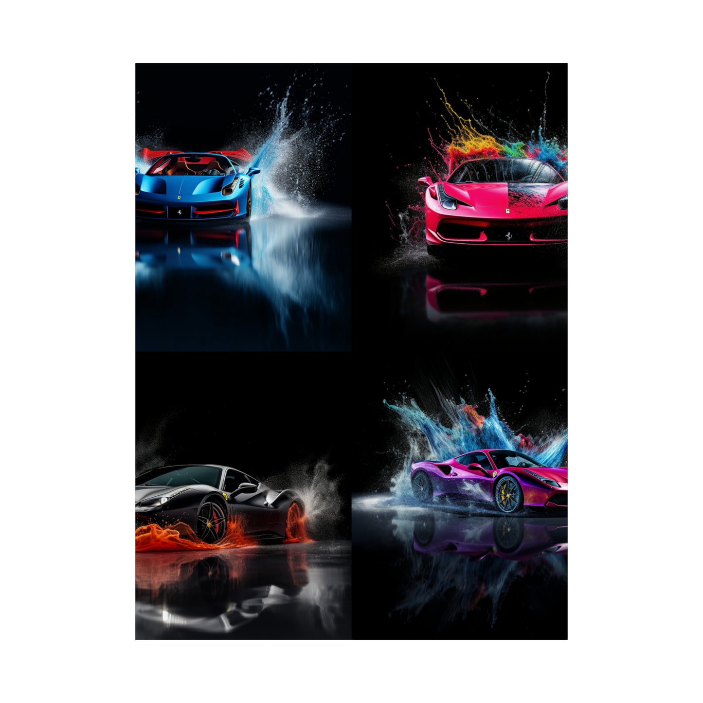 Premium Matte Vertical Posters Ferrari Water Splash 5