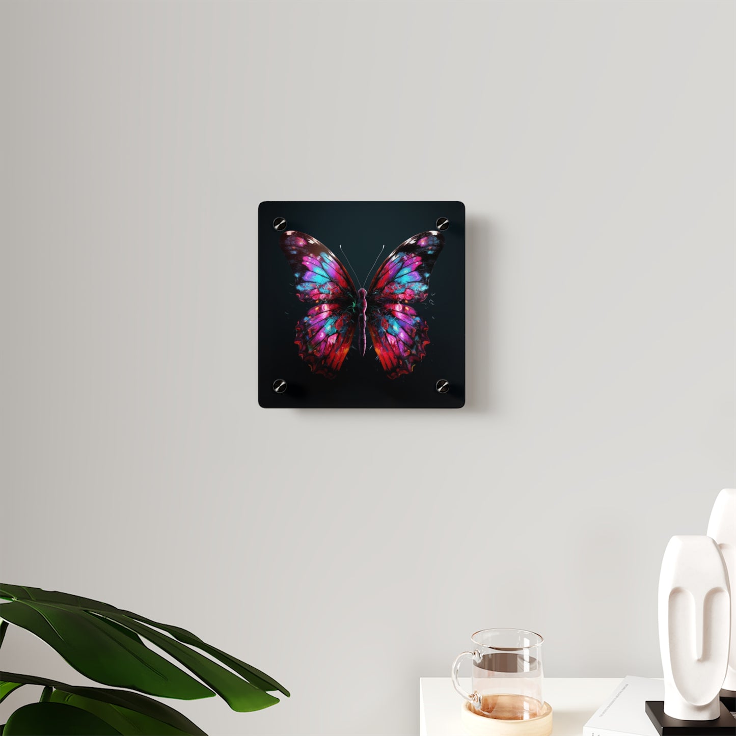 Acrylic Wall Art Panels Hyper Colorful Butterfly Macro 3