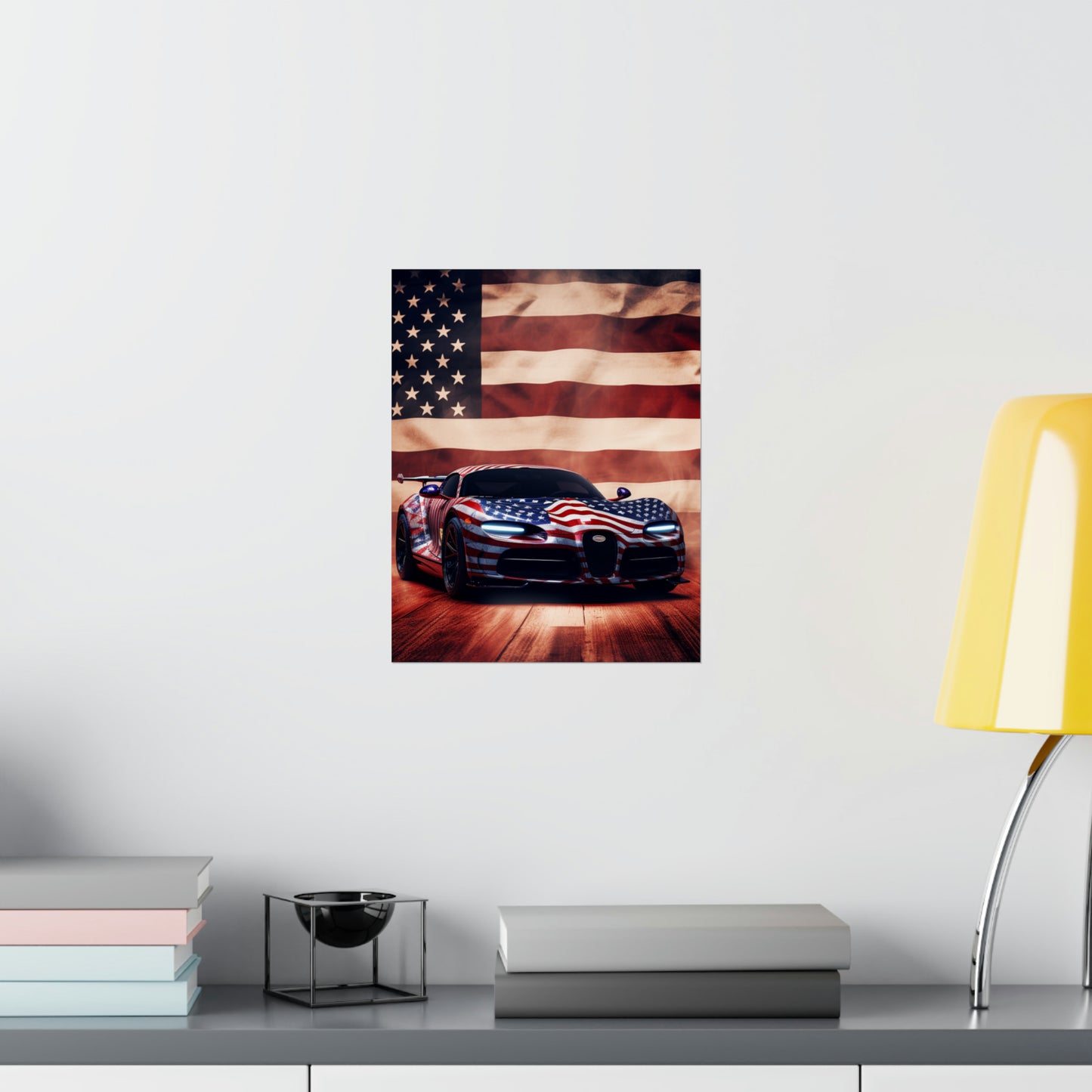 Premium Matte Vertical Posters Abstract American Flag Background Bugatti 2